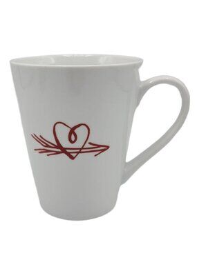 Starbucks Valentine's Heart Mug White 13oz Red Arrow Spell Out Logo 2014